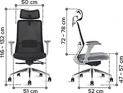 Photo du produit FAUTEUIL POLAR SYNCH CORPS GR/CLAIR, ASS ET DOSS ROUGE, PIEDS ALU