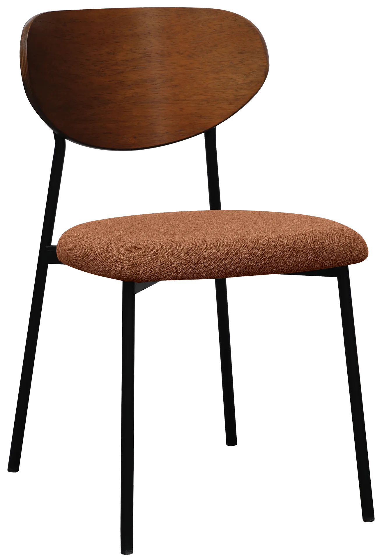 Photo du produit CHAISE AMIO TISSU ORANGE DOSSIER BOIS NOYER