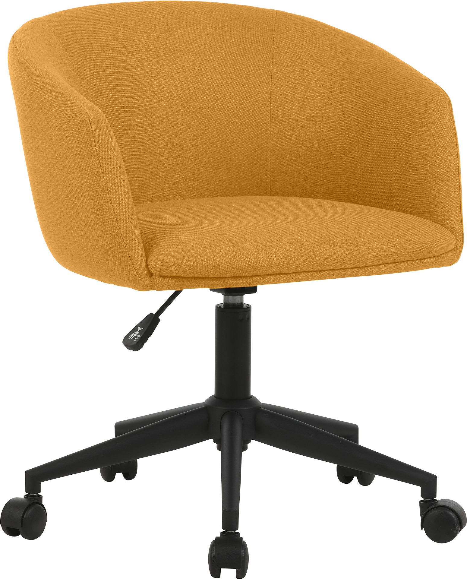 FAUTEUIL TISSU NON FEU ARCO JAUNE SAFRAN PIED ROULETTES