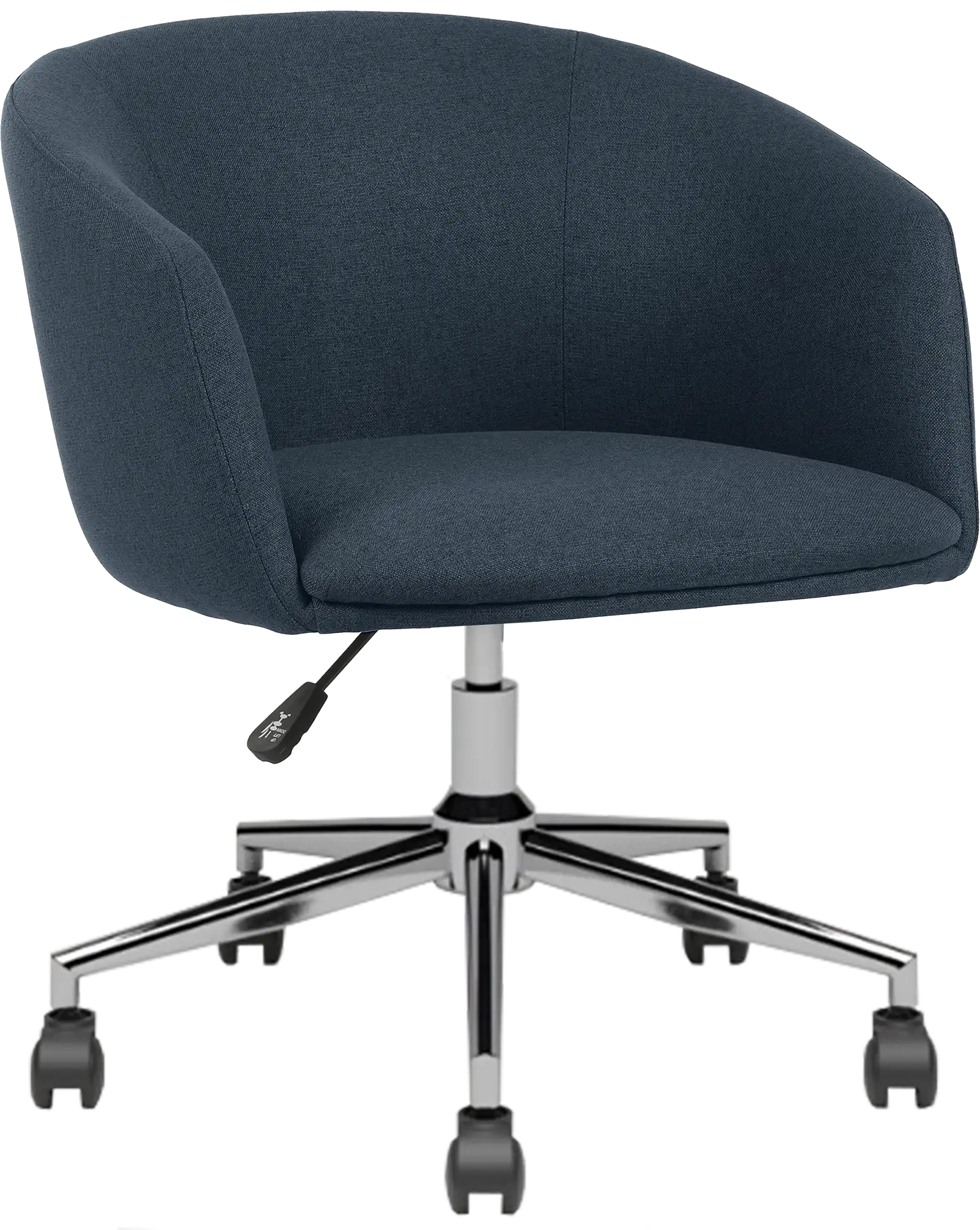 Photo du produit FAUTEUIL TISSU ARCO BLEU NUIT PIED ROULETTES CHROMÉ