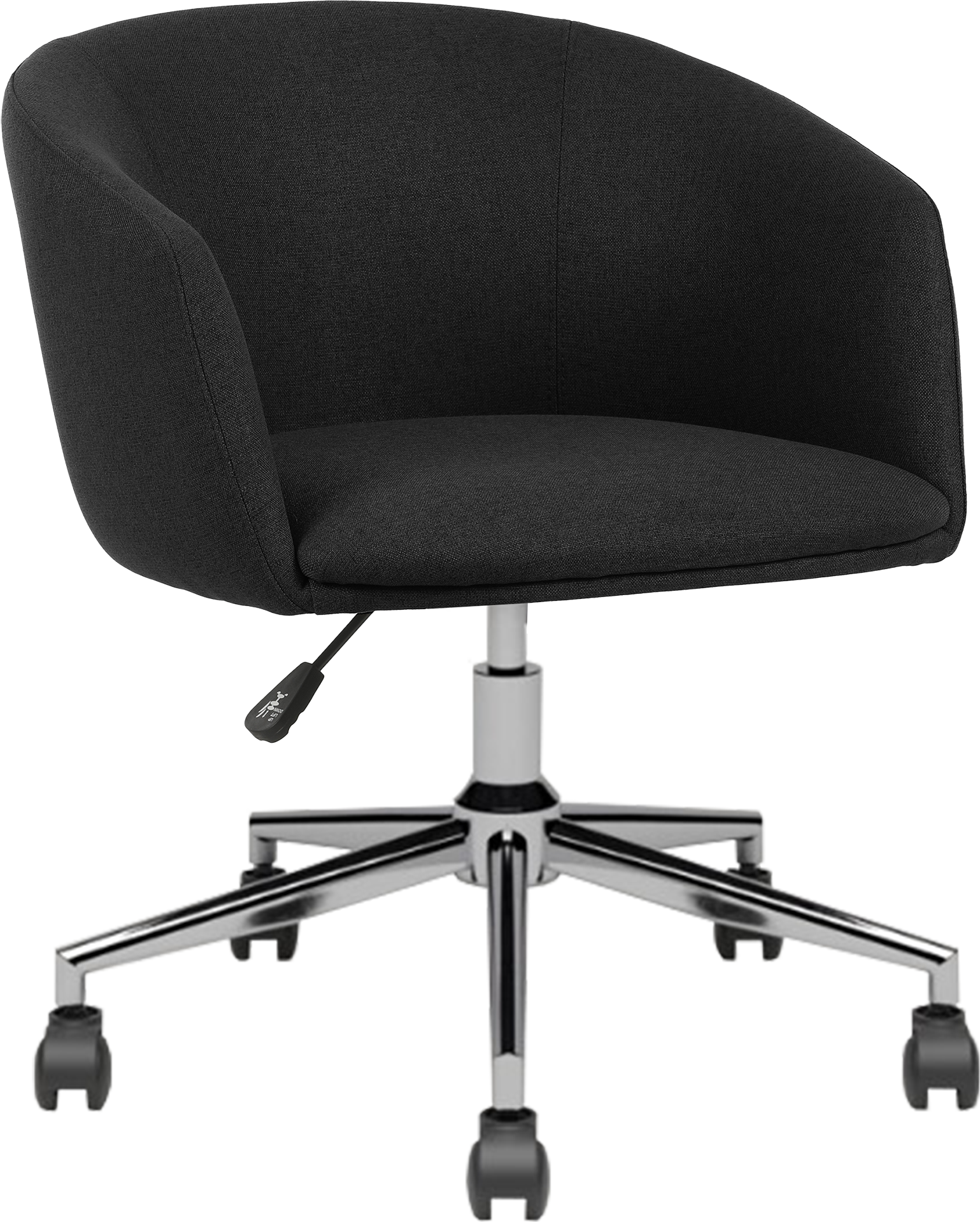 FAUTEUIL TISSU NON FEU ARCO GRIS POIVRE PIED ROULETTES CHROMÉ
