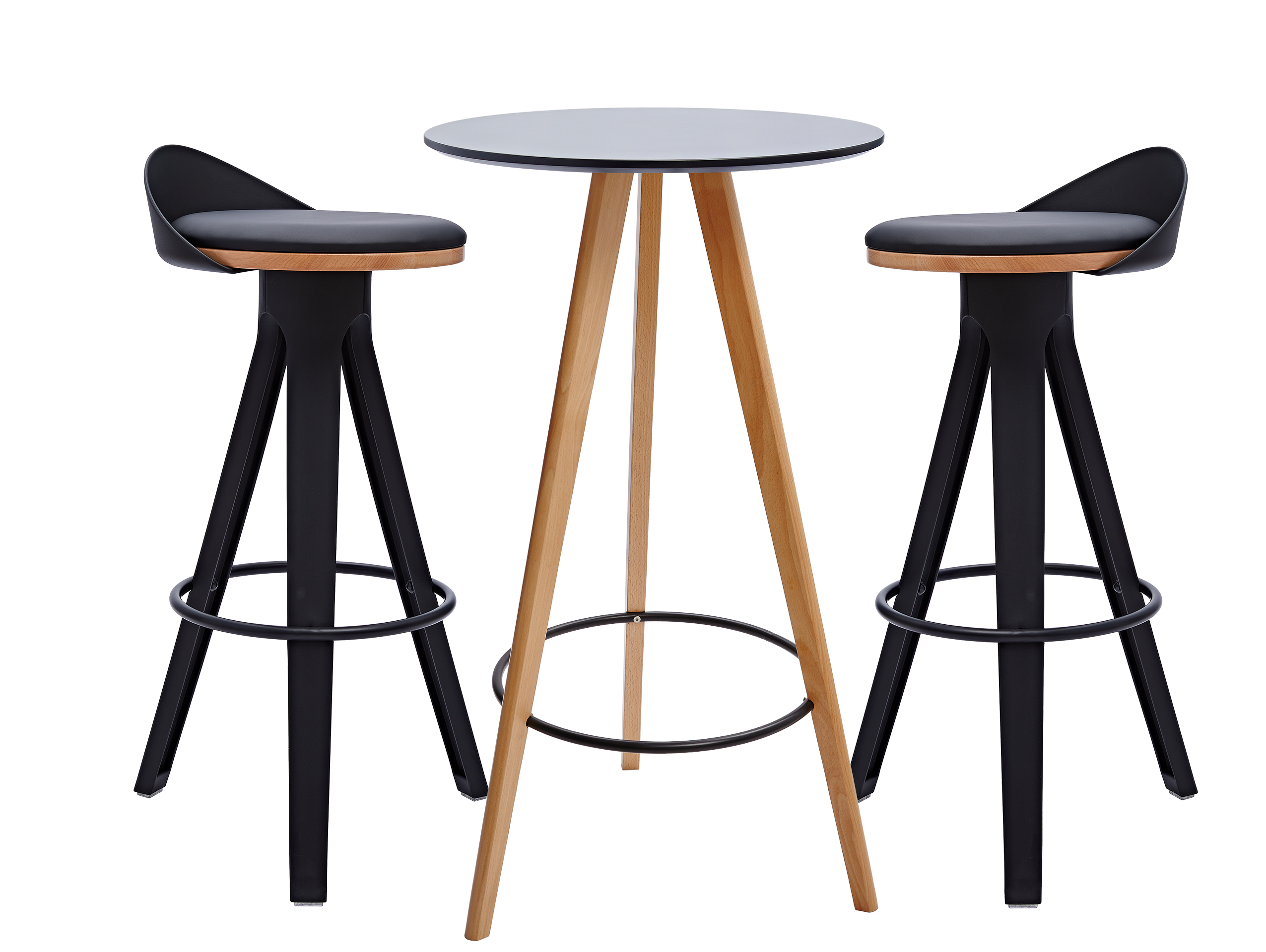 Photo du produit KIT BREAK : 1 MANGE DEBOUT NOIR + 2 TABOURETS NOIRS