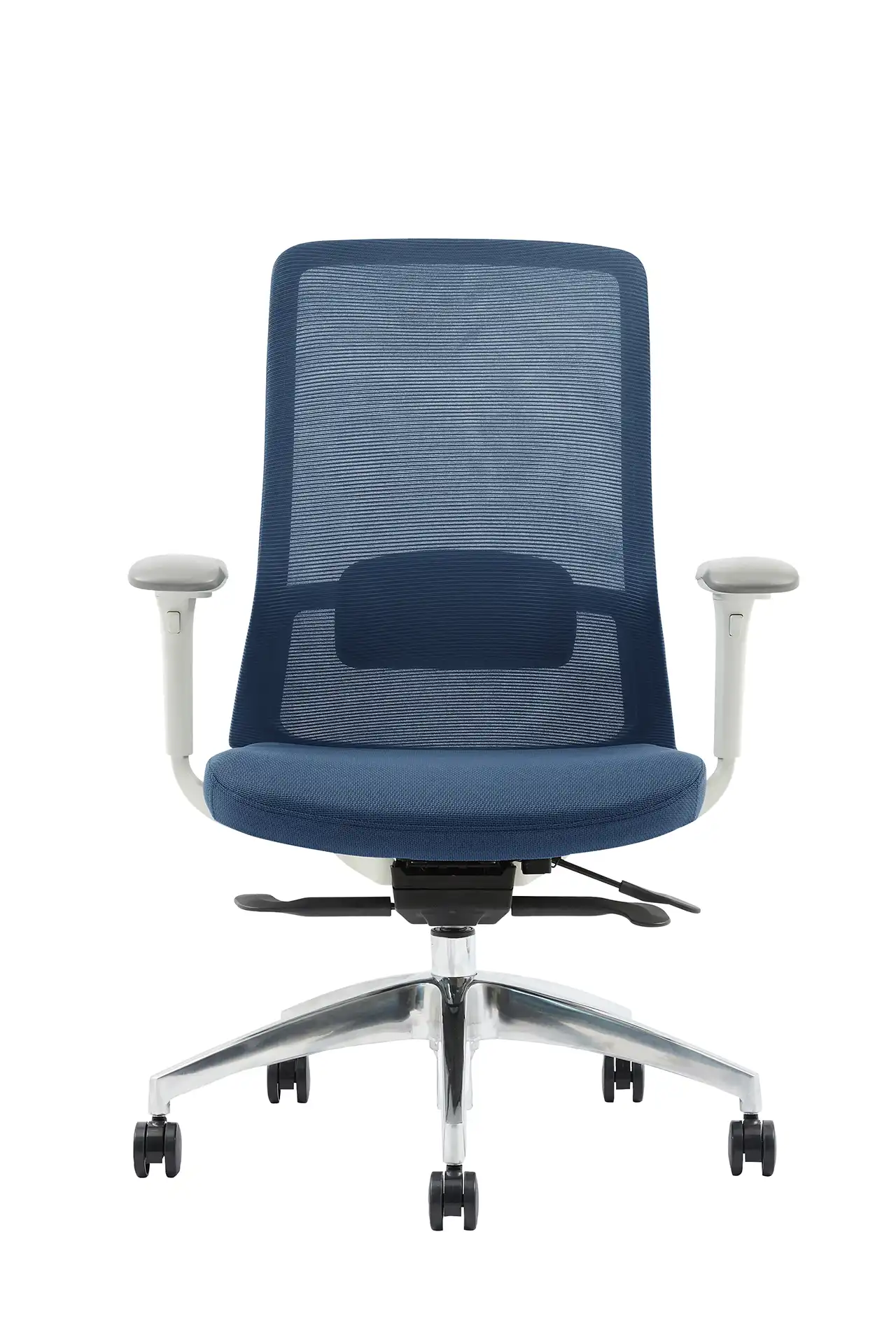 Photo du produit FAUTEUIL POLAR SYNCH CORPS GR/CLAIR, ASS ET DOSS BLEU, PIEDS ALU