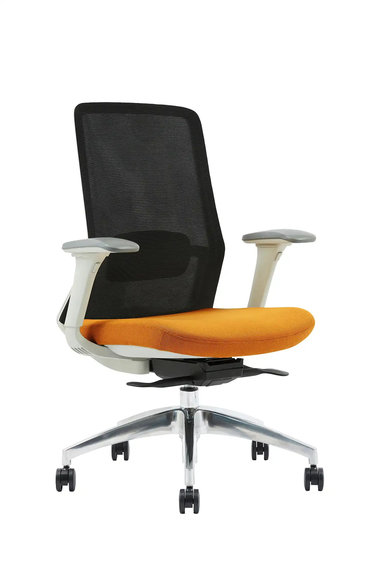 Photo du produit FAUTEUIL POLAR SYNCH CORPS GR/CLAIR, ASS JAUNE DOSS NOIR, PIEDS ALU 