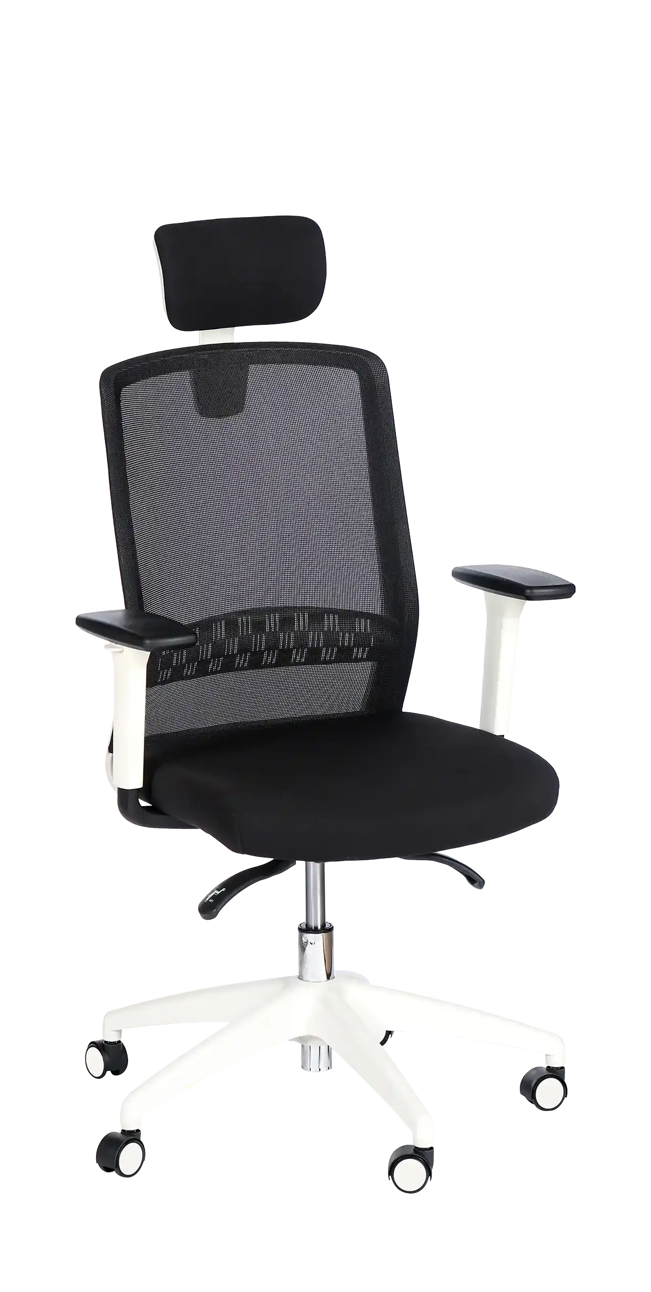 Photo du produit FAUTEUIL SCOTT SYNCHRONE NOIR/NOIR STRUCTURE BLANCHE AVEC APPUI-TÊTE