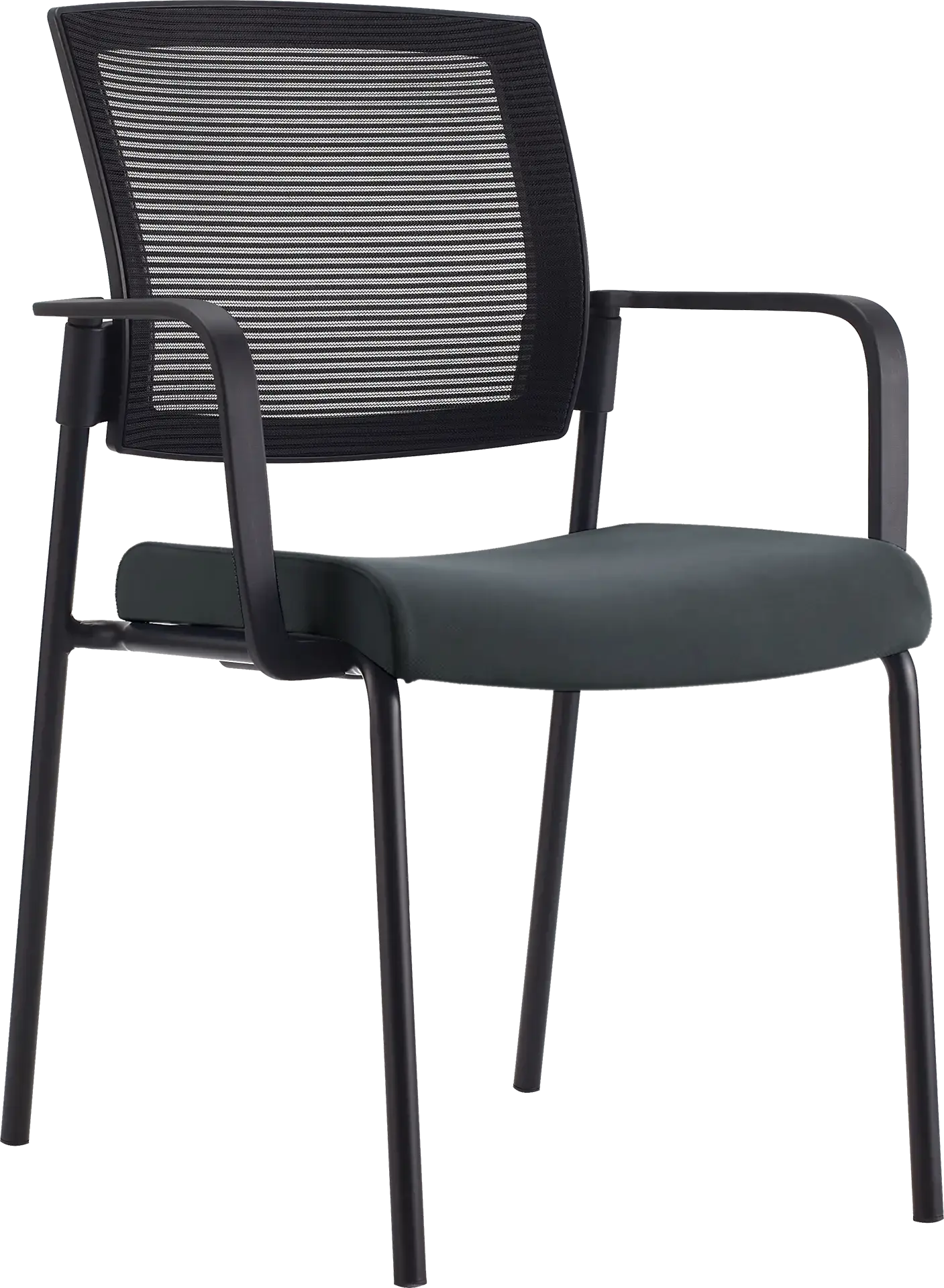 Photo du produit CHAISE SYNERGY DOSSIER MAILLE NOIR ASSISE PU GRIS F SANS ACCOUDOIRS