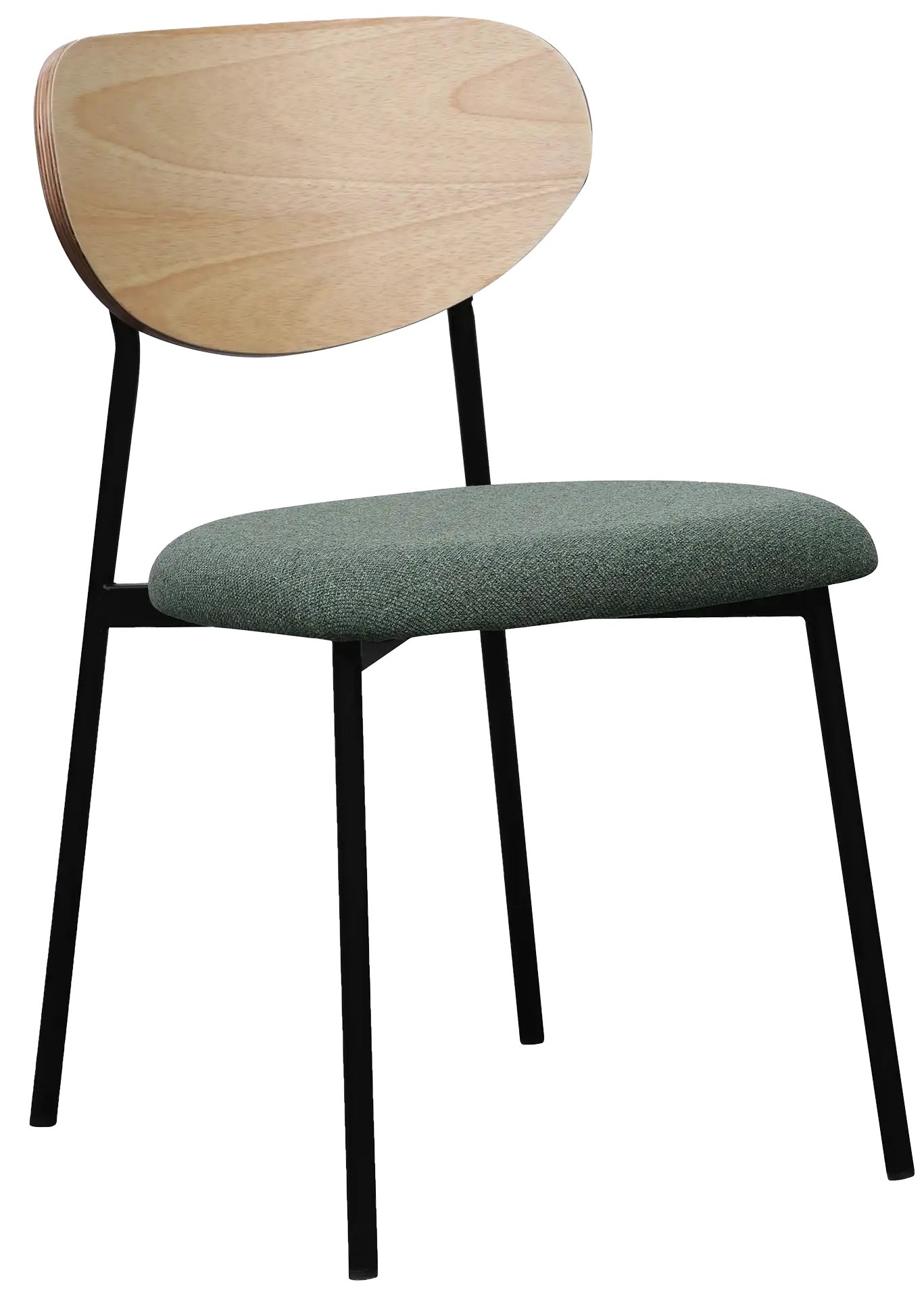 Photo du produit CHAISE AMIO TISSU VERT DOSSIER BOIS CHENE CLAIR